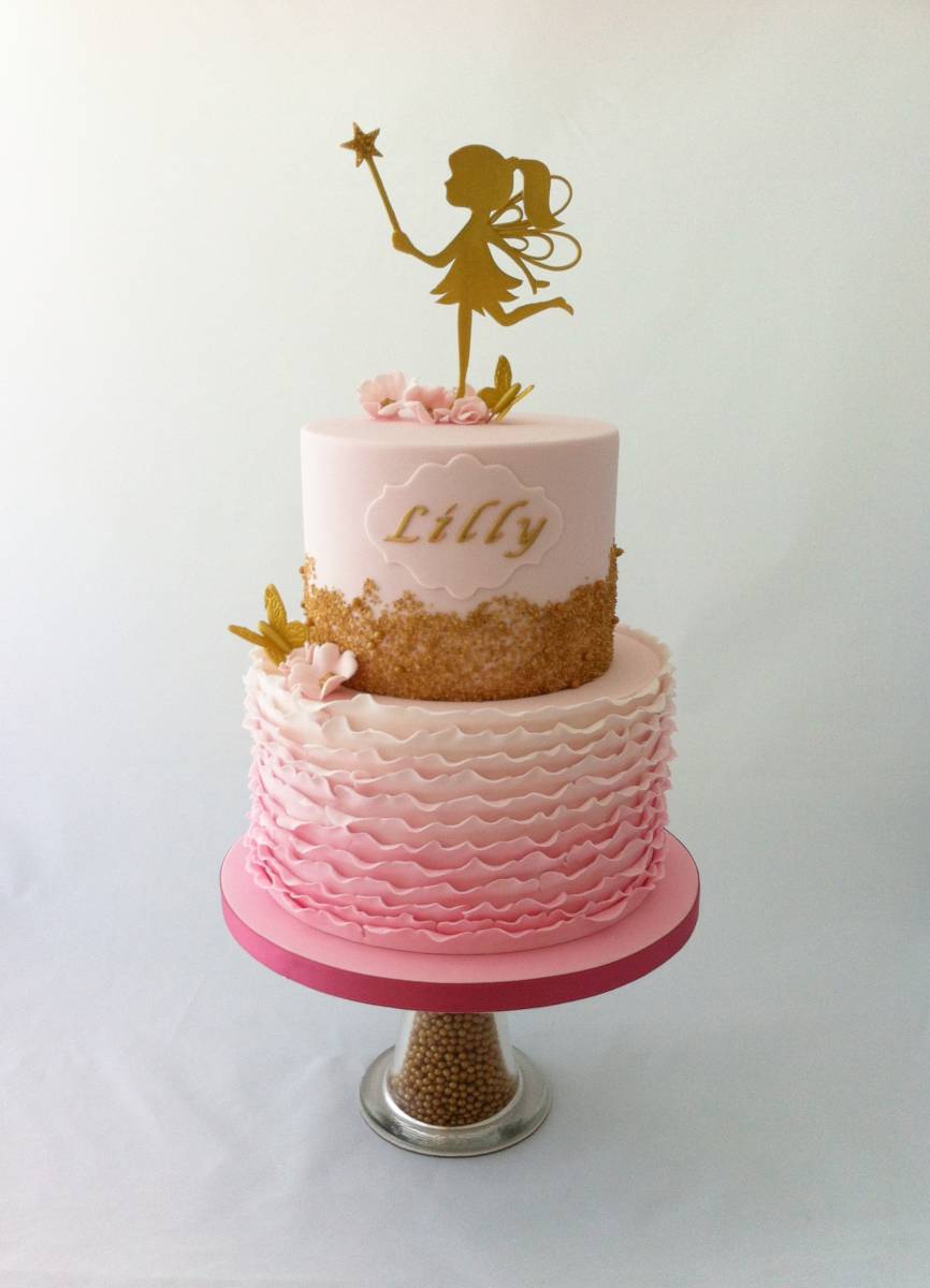 Pink & Gold Fairy Cake - Sugarlily Cakes